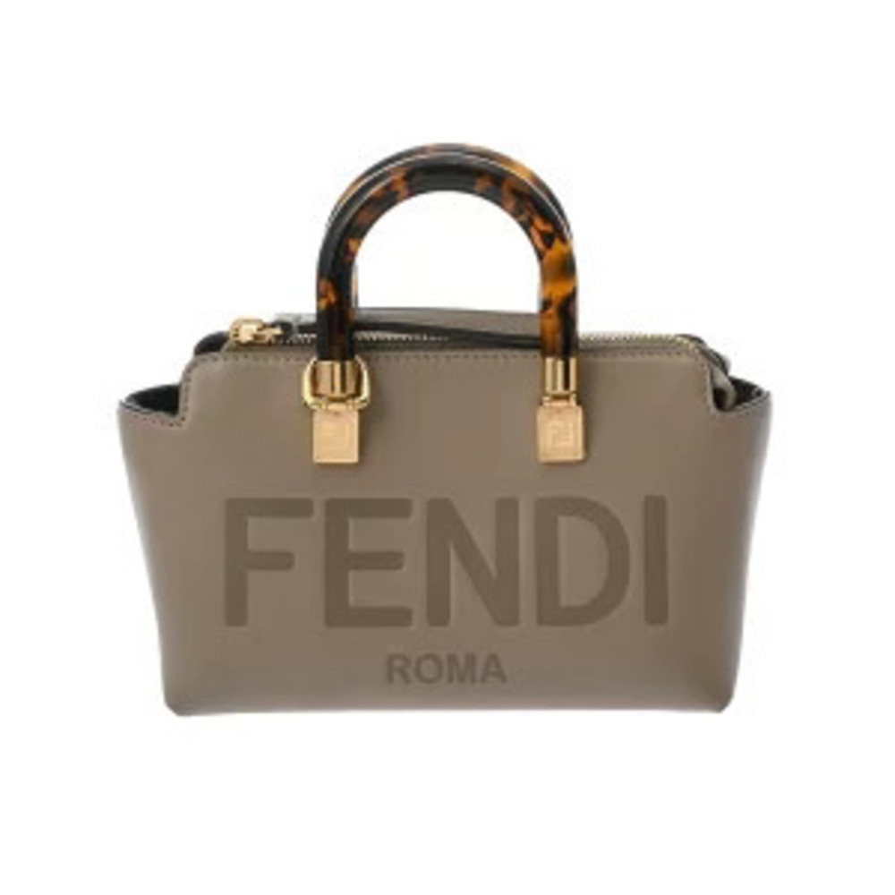 Fendi By The Way Roma Greige Gray ABVL 229 10429 Calf Leather Handbag